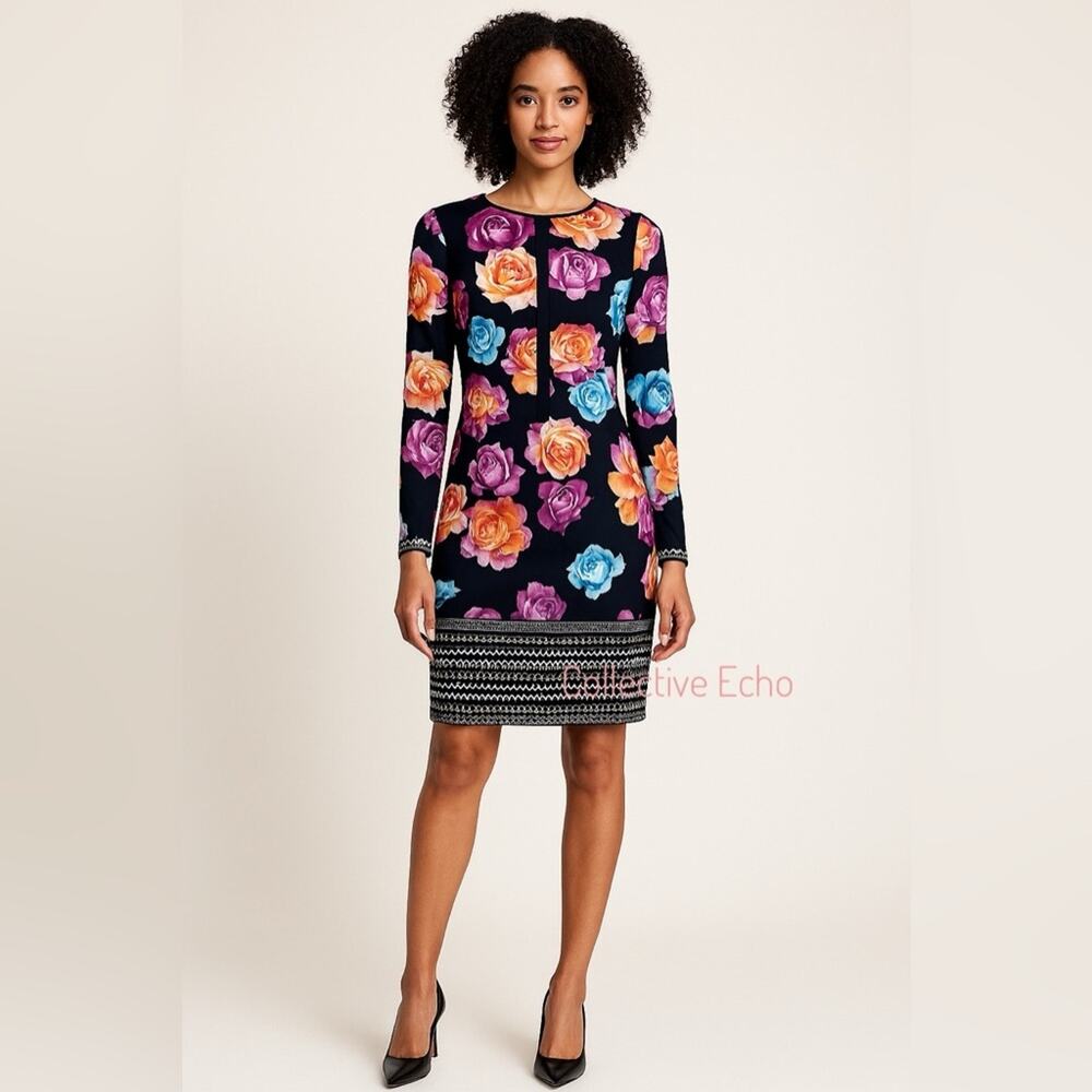 Julia Jordan NWT 8 Sheath Dress Black Bold Floral Secretary Office Professional